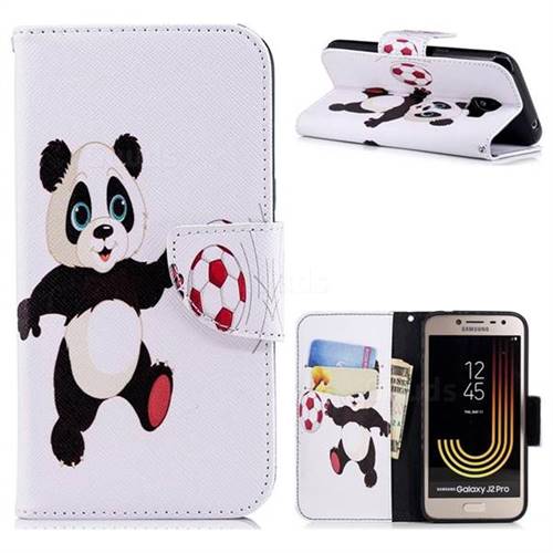 Football Panda Leather Wallet Case for Samsung Galaxy J2 Pro (2018)