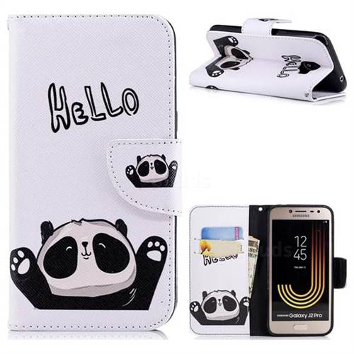 Hello Panda Leather Wallet Case for Samsung Galaxy J2 Pro (2018)