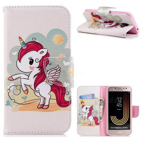 Cloud Star Unicorn Leather Wallet Case for Samsung Galaxy J2 Pro (2018)
