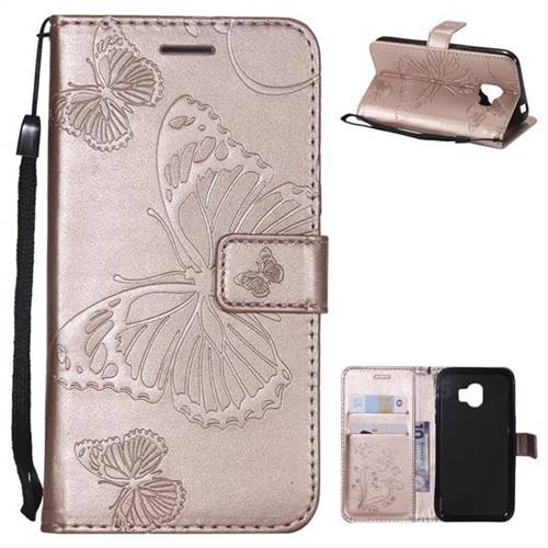 Embossing 3D Butterfly Leather Wallet Case for Samsung Galaxy J2 Pro (2018) - Rose Gold
