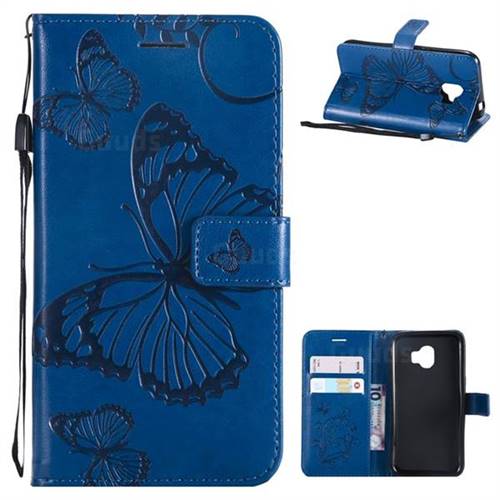 Embossing 3D Butterfly Leather Wallet Case for Samsung Galaxy J2 Pro (2018) - Blue