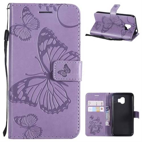 Embossing 3D Butterfly Leather Wallet Case for Samsung Galaxy J2 Pro (2018) - Purple