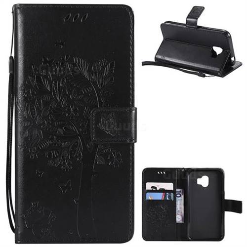 Embossing Butterfly Tree Leather Wallet Case for Samsung Galaxy J2 Pro (2018) - Black