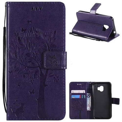 Embossing Butterfly Tree Leather Wallet Case for Samsung Galaxy J2 Pro (2018) - Purple
