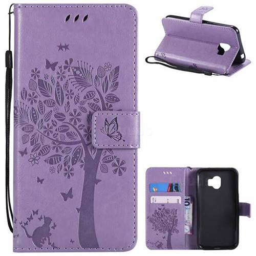 Embossing Butterfly Tree Leather Wallet Case for Samsung Galaxy J2 Pro (2018) - Violet