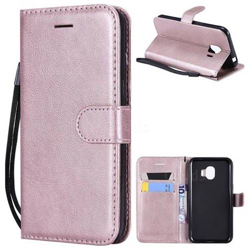 Retro Greek Classic Smooth PU Leather Wallet Phone Case for Samsung Galaxy J2 Pro (2018) - Rose Gold
