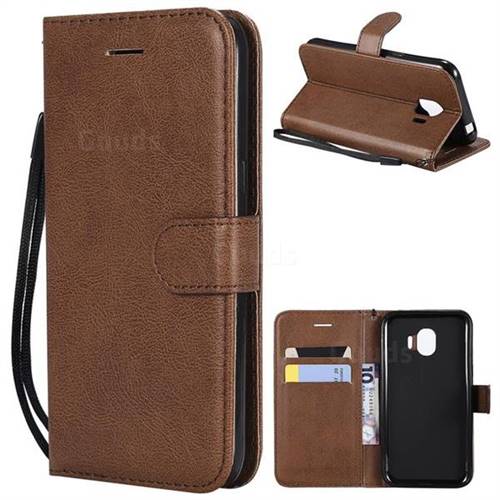 Retro Greek Classic Smooth PU Leather Wallet Phone Case for Samsung Galaxy J2 Pro (2018) - Brown