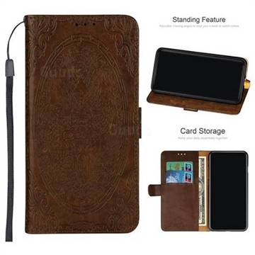 Intricate Embossing Dragon Totem Leather Wallet Case for Samsung Galaxy J2 Pro (2018) - Light Brown