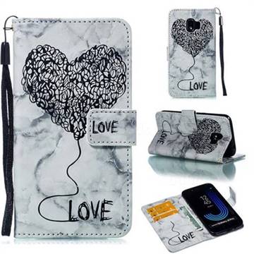 Marble Heart PU Leather Wallet Phone Case for Samsung Galaxy J2 Pro (2018) - Black