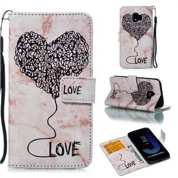 Marble Heart PU Leather Wallet Phone Case for Samsung Galaxy J2 Pro (2018) - Purple