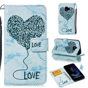 Marble Heart PU Leather Wallet Phone Case for Samsung Galaxy J2 Pro (2018) - Blue