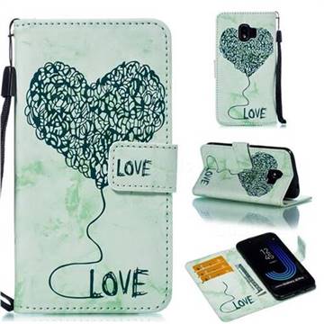 Marble Heart PU Leather Wallet Phone Case for Samsung Galaxy J2 Pro (2018) - Green