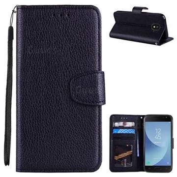 Litchi Pattern PU Leather Wallet Case for Samsung Galaxy J2 Pro (2018) - Black