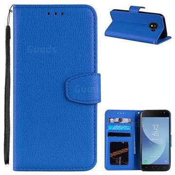 Litchi Pattern PU Leather Wallet Case for Samsung Galaxy J2 Pro (2018) - Blue