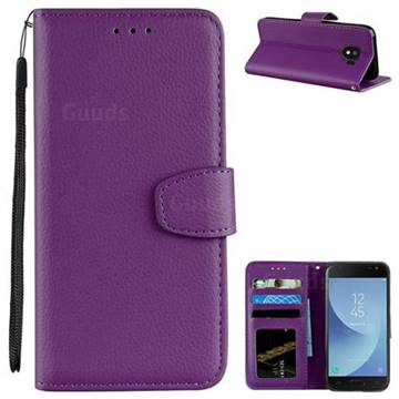 Litchi Pattern PU Leather Wallet Case for Samsung Galaxy J2 Pro (2018) - Purple