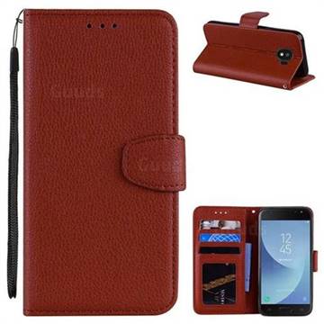 Litchi Pattern PU Leather Wallet Case for Samsung Galaxy J2 Pro (2018) - Brown