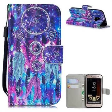 Star Wind Chimes 3D Painted Leather Wallet Phone Case for Samsung Galaxy J2 Pro (2018)