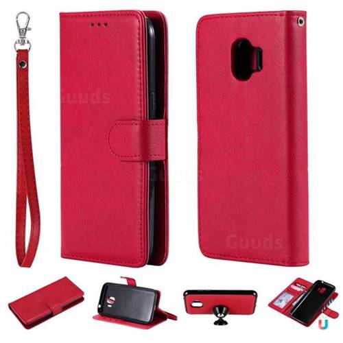 Retro Greek Detachable Magnetic PU Leather Wallet Phone Case for Samsung Galaxy J2 Pro (2018) - Red