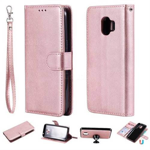 Retro Greek Detachable Magnetic PU Leather Wallet Phone Case for Samsung Galaxy J2 Pro (2018) - Rose Gold