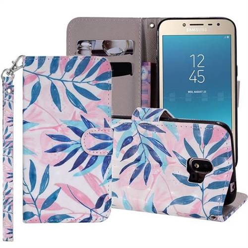 Green Leaf 3D Painted Leather Phone Wallet Case Cover for Samsung Galaxy J2 Pro (2018)