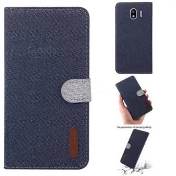 Linen Cloth Pudding Leather Case for Samsung Galaxy J2 Pro (2018) - Dark Blue