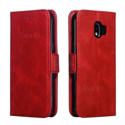 Retro Classic Calf Pattern Leather Wallet Phone Case for Samsung Galaxy J2 Pro (2018) - Red