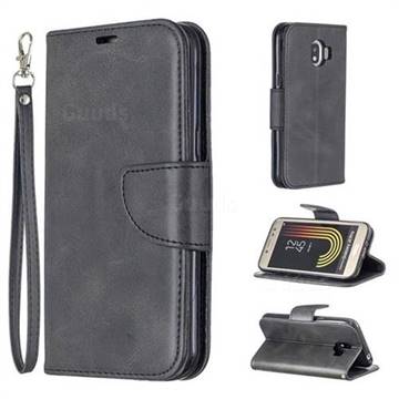Classic Sheepskin PU Leather Phone Wallet Case for Samsung Galaxy J2 Pro (2018) - Black