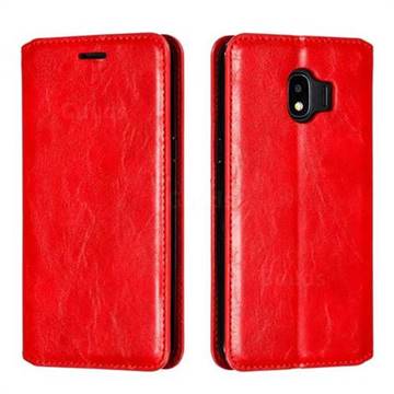 Retro Slim Magnetic Crazy Horse PU Leather Wallet Case for Samsung Galaxy J2 Pro (2018) - Red