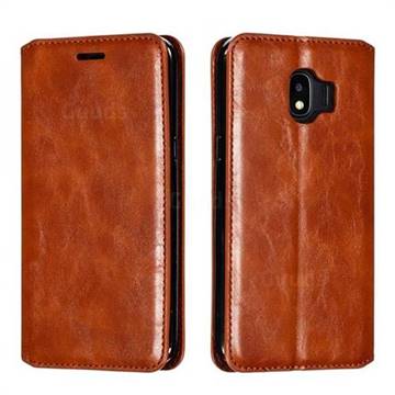 Retro Slim Magnetic Crazy Horse PU Leather Wallet Case for Samsung Galaxy J2 Pro (2018) - Brown