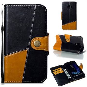 Retro Magnetic Stitching Wallet Flip Cover for Samsung Galaxy J2 Pro (2018) - Black