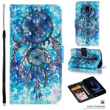 Blue Wind Chime 3D Painted Leather Phone Wallet Case for Samsung Galaxy J2 Pro (2018)