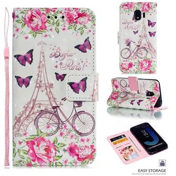 Bicycle Flower Tower 3D Painted Leather Phone Wallet Case for Samsung Galaxy J2 Pro (2018)