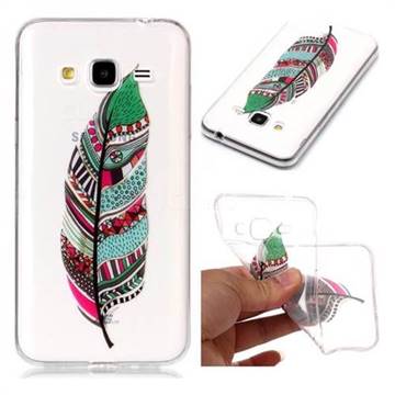 Green Feathers Super Clear Soft TPU Back Cover for Samsung Galaxy J3 2016 J320