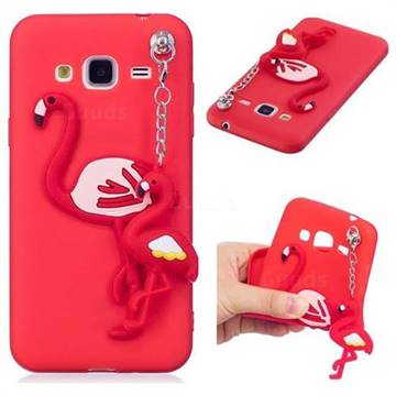Flamingo Pendant Soft 3D Silicone Case for Samsung Galaxy J3 2016 J320 - Red