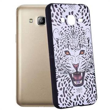 Snow Leopard 3D Embossed Relief Black Soft Back Cover for Samsung Galaxy J3 2016 J320