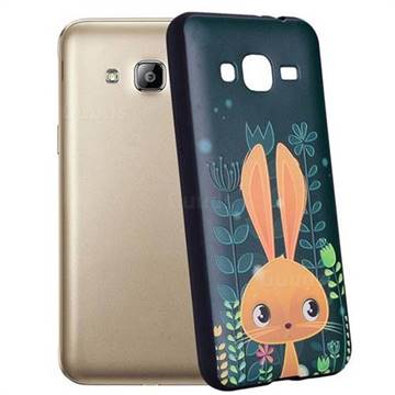 Cute Rabbit 3D Embossed Relief Black Soft Back Cover for Samsung Galaxy J3 2016 J320