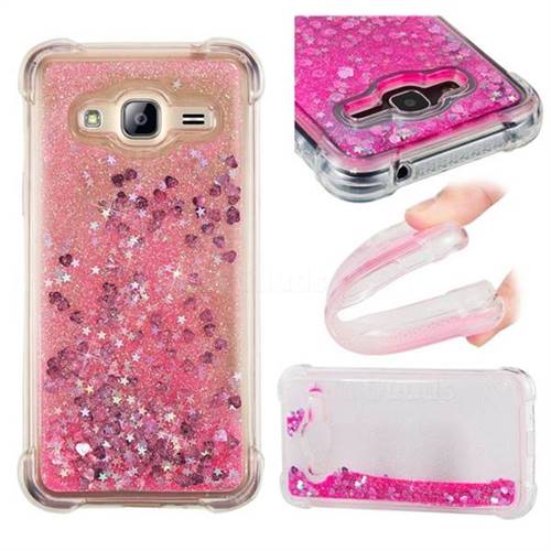 Dynamic Liquid Glitter Sand Quicksand TPU Case for Samsung Galaxy J3 2016 J320 - Pink Love Heart