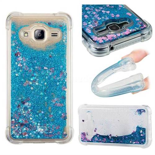 Dynamic Liquid Glitter Sand Quicksand TPU Case for Samsung Galaxy J3 2016 J320 - Blue Love Heart