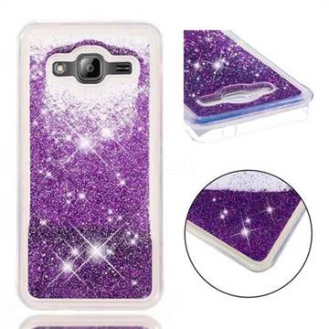Dynamic Liquid Glitter Quicksand Sequins TPU Phone Case for Samsung Galaxy J3 2016 J320 - Purple