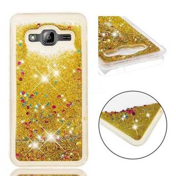 Dynamic Liquid Glitter Quicksand Sequins TPU Phone Case for Samsung Galaxy J3 2016 J320 - Golden