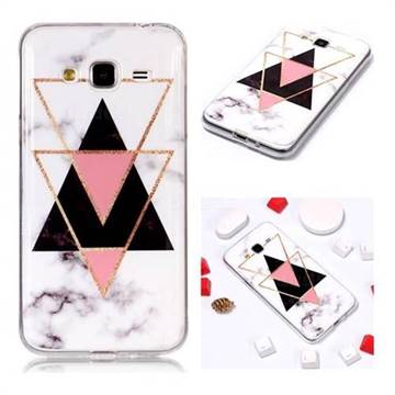 Inverted Triangle Black Soft TPU Marble Pattern Phone Case for Samsung Galaxy J3 2016 J320