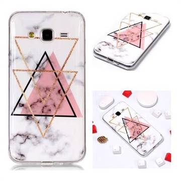 Inverted Triangle Powder Soft TPU Marble Pattern Phone Case for Samsung Galaxy J3 2016 J320