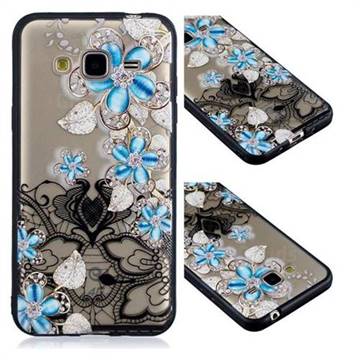 Lilac Lace Diamond Flower Soft TPU Back Cover for Samsung Galaxy J3 2016 J320