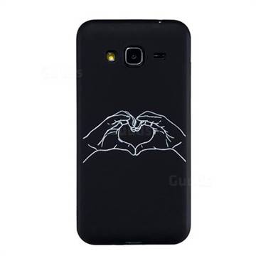 Heart Hand Stick Figure Matte Black TPU Phone Cover for Samsung Galaxy J3 2016 J320