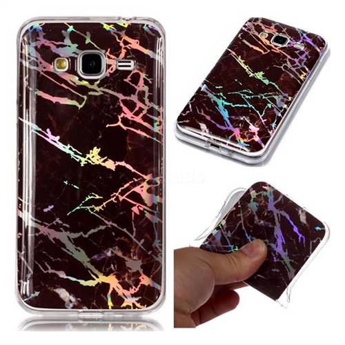 Black Brown Marble Pattern Bright Color Laser Soft TPU Case for Samsung Galaxy J3 2016 J320