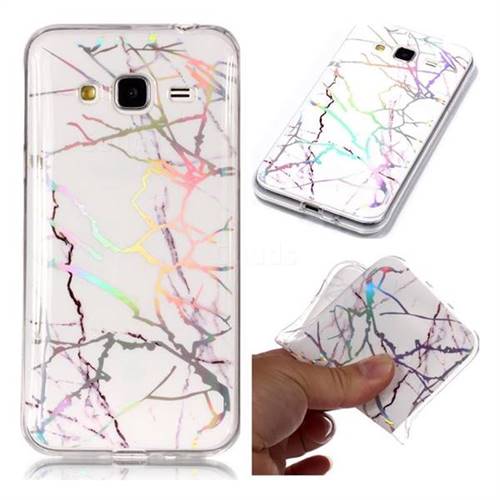 Color White Marble Pattern Bright Color Laser Soft TPU Case for Samsung Galaxy J3 2016 J320