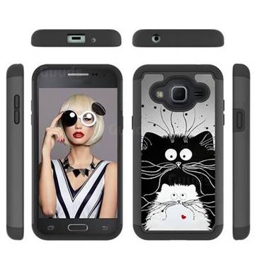 Black and White Cat Shock Absorbing Hybrid Defender Rugged Phone Case Cover for Samsung Galaxy J3 2016 J320