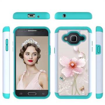 Pearl Flower Shock Absorbing Hybrid Defender Rugged Phone Case Cover for Samsung Galaxy J3 2016 J320