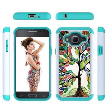 Multicolored Tree Shock Absorbing Hybrid Defender Rugged Phone Case Cover for Samsung Galaxy J3 2016 J320