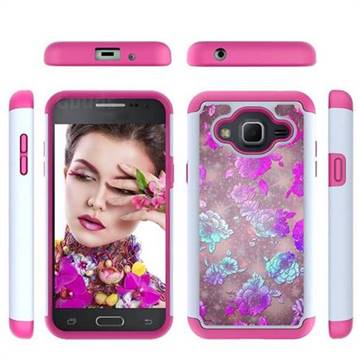 peony Flower Shock Absorbing Hybrid Defender Rugged Phone Case Cover for Samsung Galaxy J3 2016 J320